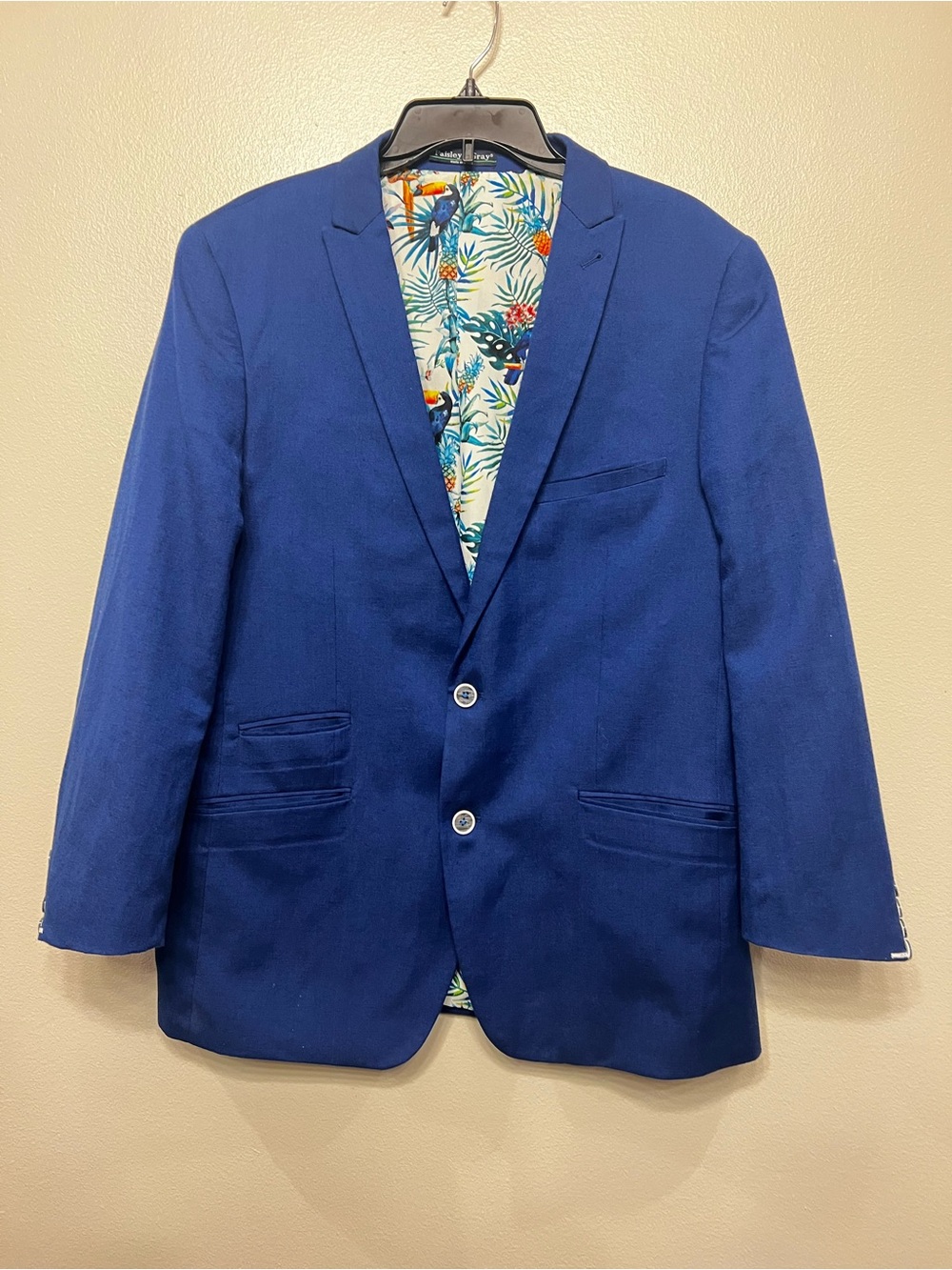Paisley & Gray Men's Cobalt Blue Sport Coat with Tropical Lining Linen blend
